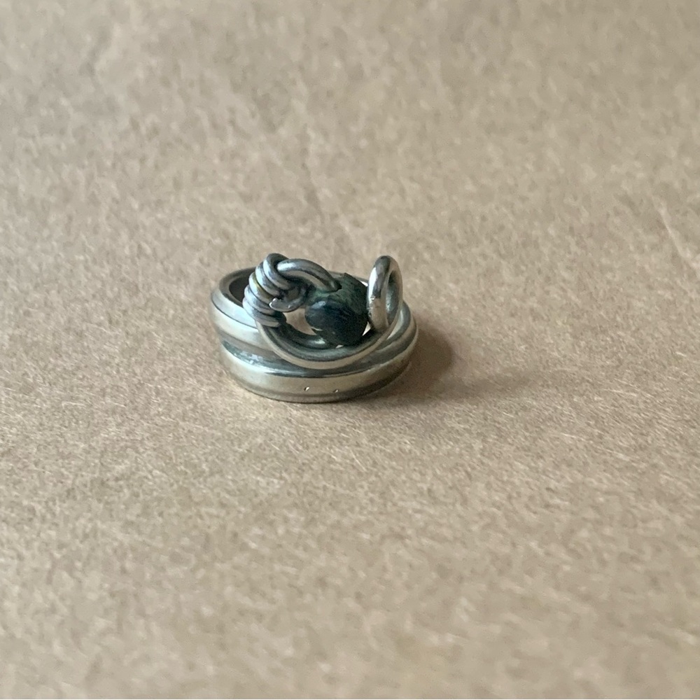 Silver Black Stone Loop Ring